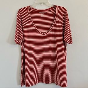 American Eagle Soft and Sexy T Shirt Red White Striped Size XL